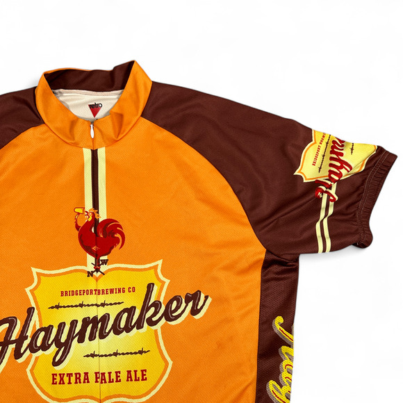 Bridgeport Brewing Cycling Jersey Adult LARGE Orange Retro Haymaker Ale Rooster - Picture 2 of 11